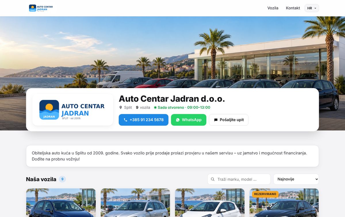 Primjer: Homepage trgovca na računalu